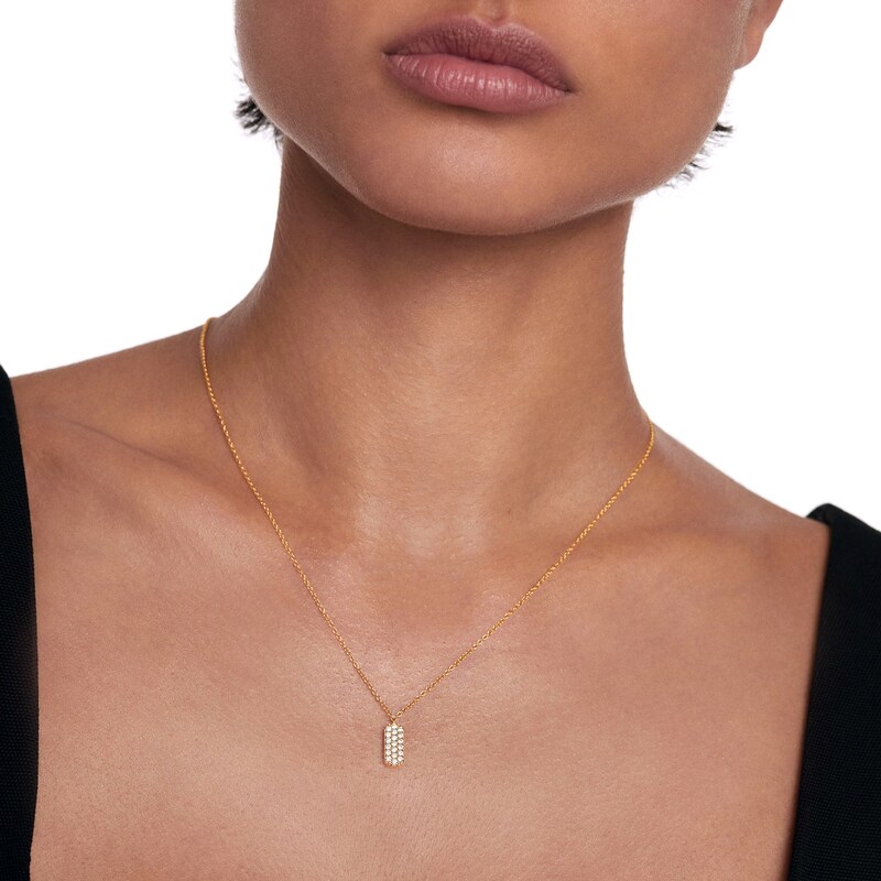 Main Image 2 of 1/4 CT. T.W. Lab-Grown Multi-Diamond Rounded Vertical Bar Drop Pendant in 14K Gold – 19.69"