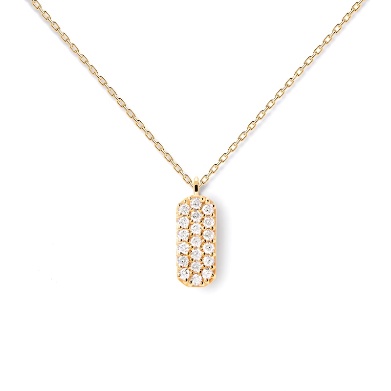 Main Image 3 of 1/4 CT. T.W. Lab-Grown Multi-Diamond Rounded Vertical Bar Drop Pendant in 14K Gold – 19.69"
