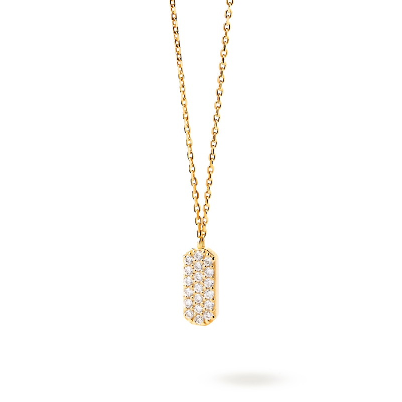 Main Image 4 of 1/4 CT. T.W. Lab-Grown Multi-Diamond Rounded Vertical Bar Drop Pendant in 14K Gold – 19.69"