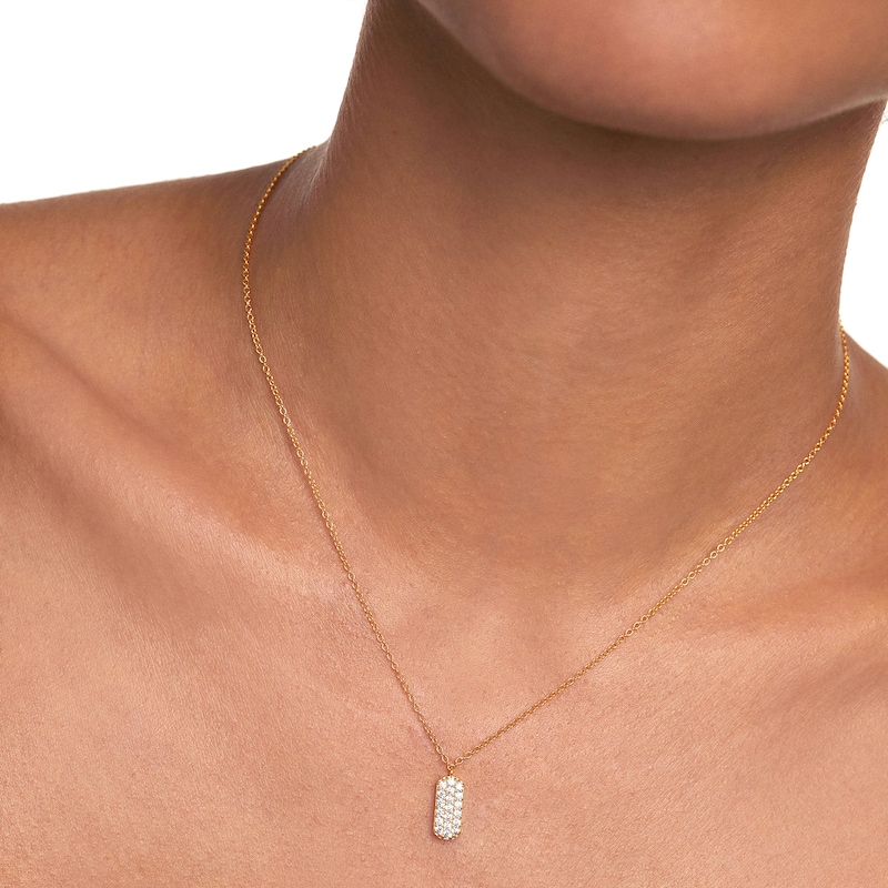 Main Image 5 of 1/4 CT. T.W. Lab-Grown Multi-Diamond Rounded Vertical Bar Drop Pendant in 14K Gold – 19.69"