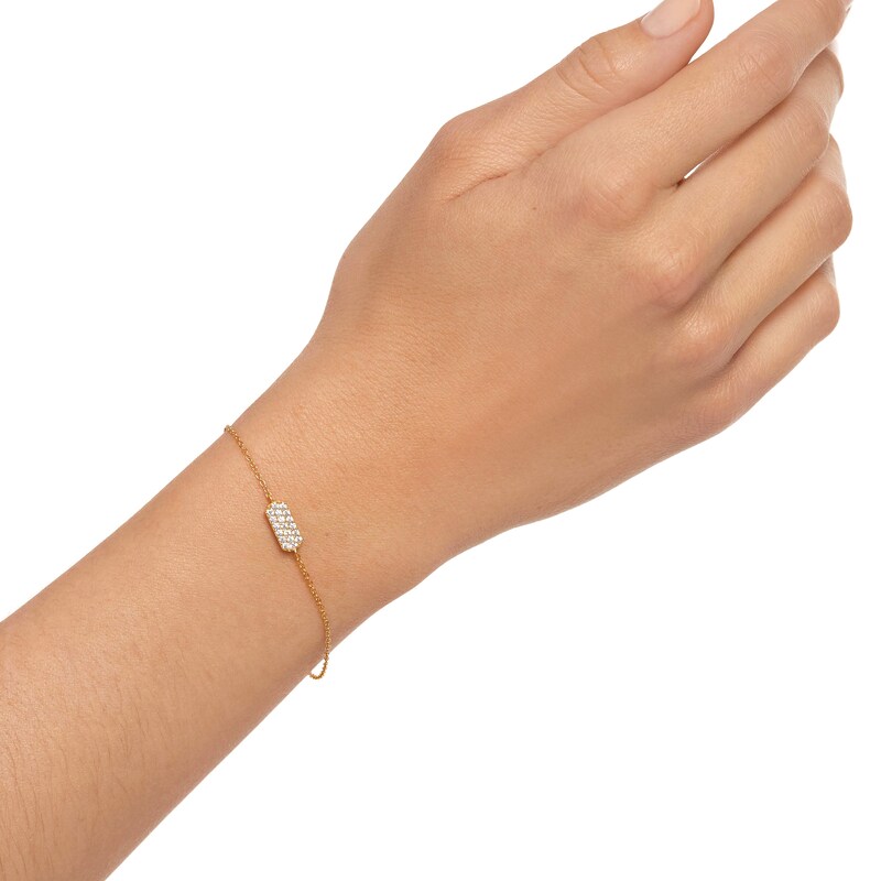 Main Image 2 of 1/4 CT. T.W. Lab-Grown Diamond Rounded Bar Bracelet in 14K Gold – 7.09"