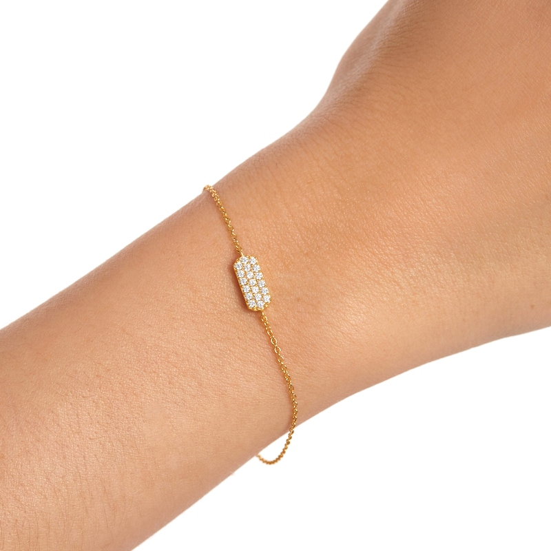 1/4 CT. T.W. Lab-Created Diamond Rounded Bar Bracelet in 14K Gold – 7.09"