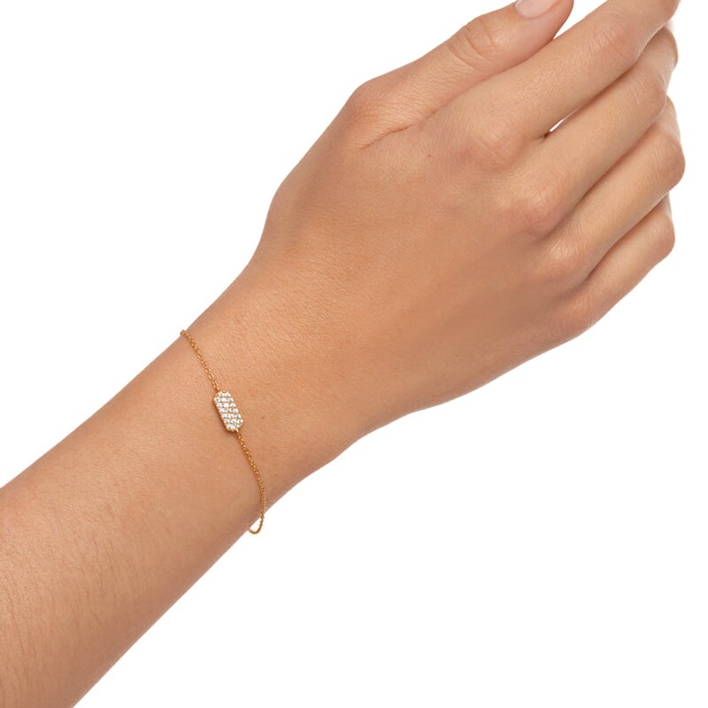 Main Image 6 of 1/4 CT. T.W. Lab-Grown Diamond Rounded Bar Bracelet in 14K Gold – 7.09"