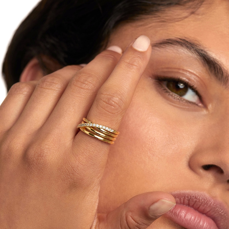 Main Image 2 of 1/4 CT. T.W. Lab-Grown Diamond Layered Crossover Ring in 14K Gold - Size 6.75