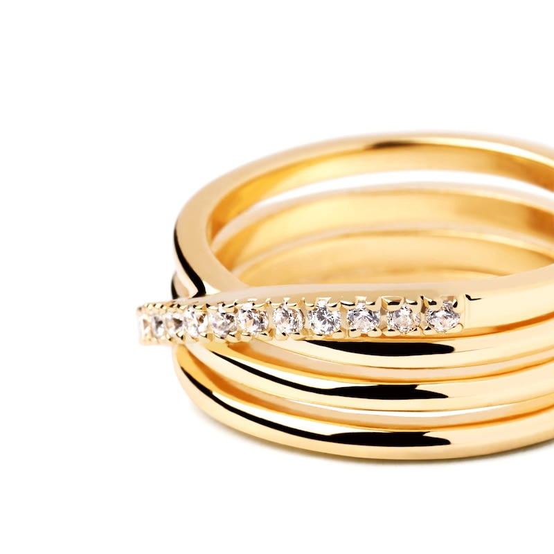Main Image 5 of 1/4 CT. T.W. Lab-Grown Diamond Layered Crossover Ring in 14K Gold - Size 6.75