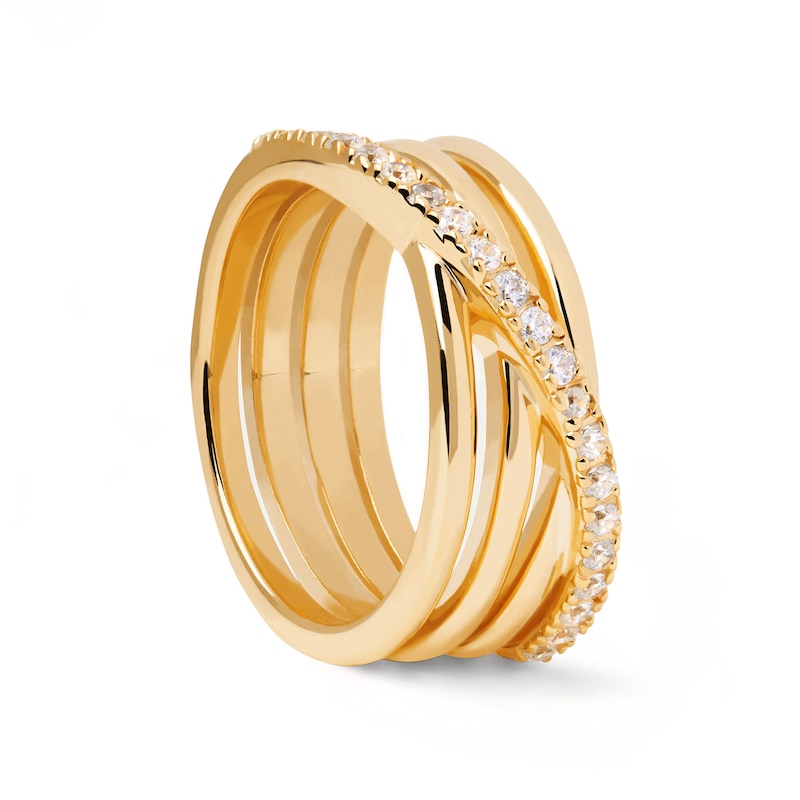 Main Image 8 of 1/4 CT. T.W. Lab-Grown Diamond Layered Crossover Ring in 14K Gold - Size 6.75