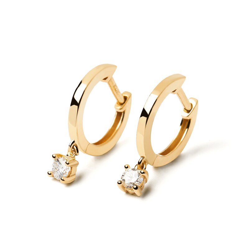 Main Image 1 of 1/5 CT. T.W. Lab-Grown Diamond Solitaire Hoop Drop Earrings in 14K Gold