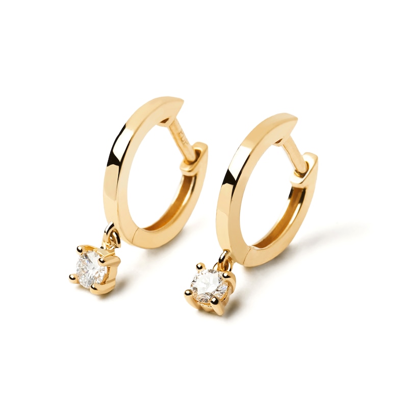 Main Image 3 of 1/5 CT. T.W. Lab-Grown Diamond Solitaire Hoop Drop Earrings in 14K Gold