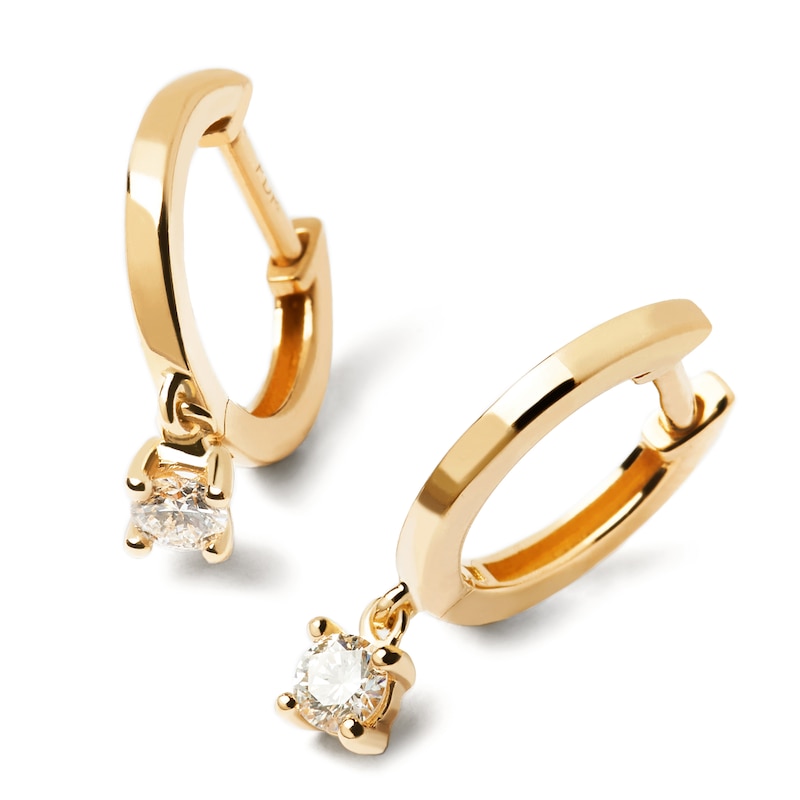 Main Image 5 of 1/5 CT. T.W. Lab-Grown Diamond Solitaire Hoop Drop Earrings in 14K Gold