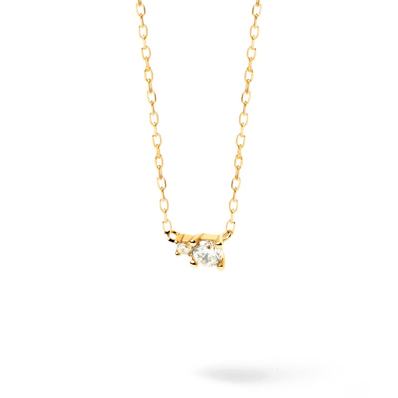 Main Image 1 of 1/8 CT. T.W. Lab-Grown Diamond Small and Large Two Stone Necklace in 14K Gold – 19.69"