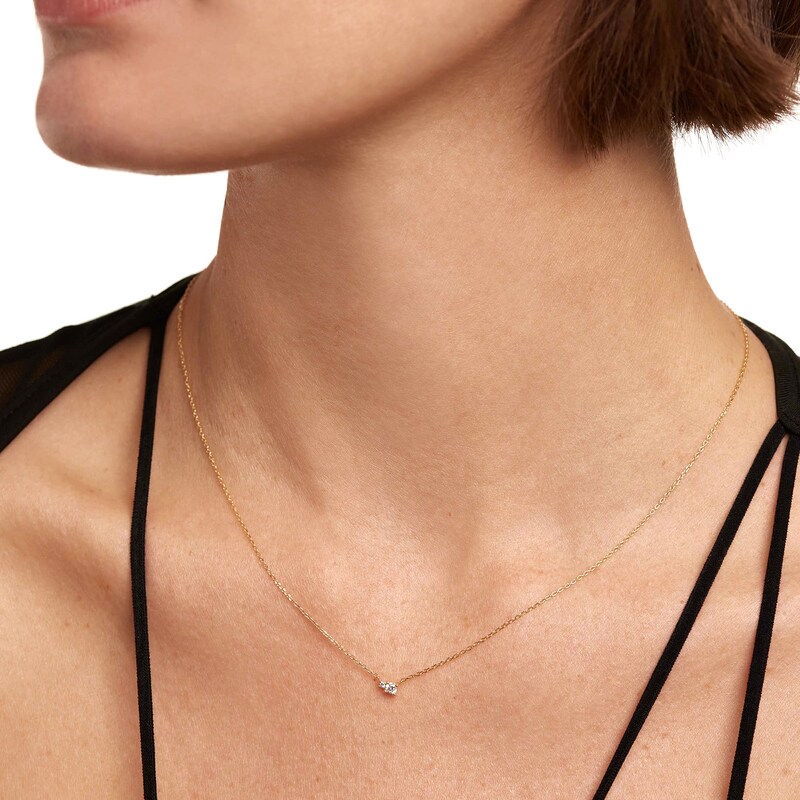 Main Image 2 of 1/8 CT. T.W. Lab-Grown Diamond Small and Large Two Stone Necklace in 14K Gold – 19.69"