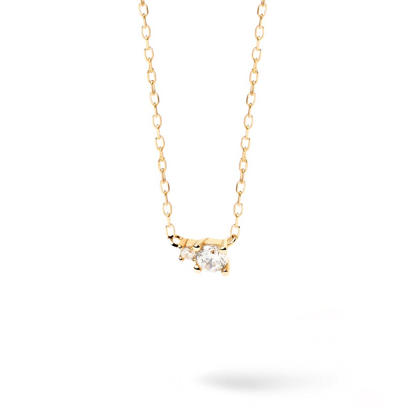 Main Image 3 of 1/8 CT. T.W. Lab-Grown Diamond Small and Large Two Stone Necklace in 14K Gold – 19.69"
