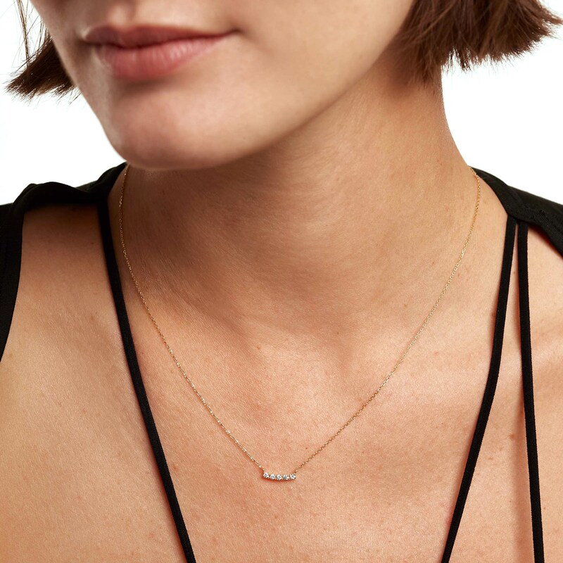 1/6 CT. T.W. Lab-Created Diamond Curved Bar Necklace in 14K Gold – 19.69"