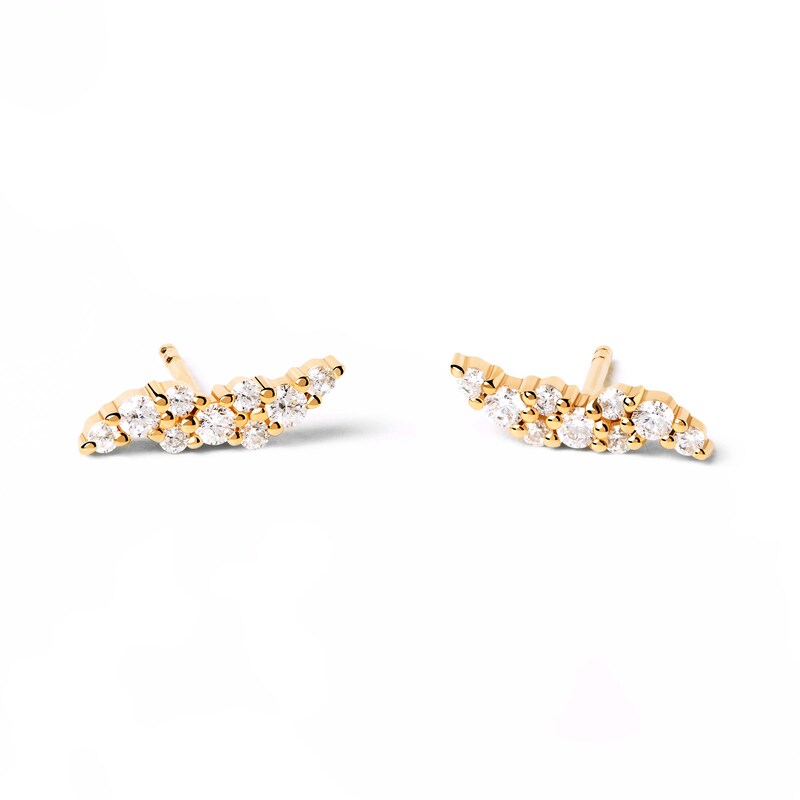 Main Image 5 of 1/3 CT. T.W. Lab-Grown Diamond Wavy Stud Earrings in 14K Gold