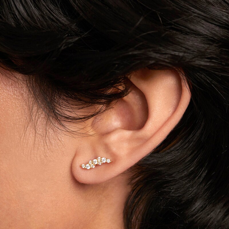 Main Image 6 of 1/3 CT. T.W. Lab-Grown Diamond Wavy Stud Earrings in 14K Gold