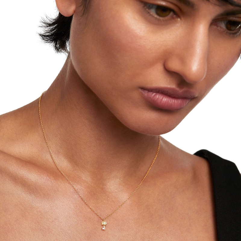 Main Image 5 of 1/20 CT. T.W. Baguette and Round Lab-Grown Diamond Key Pendant in 14K Gold – 19.69"