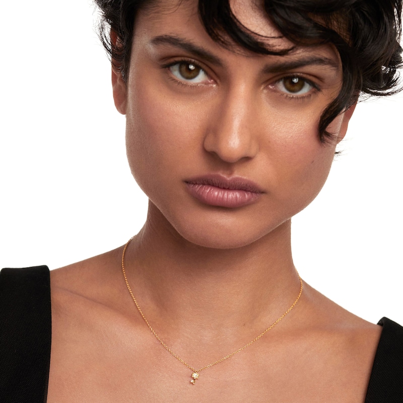 Main Image 6 of 1/20 CT. T.W. Baguette and Round Lab-Grown Diamond Key Pendant in 14K Gold – 19.69"