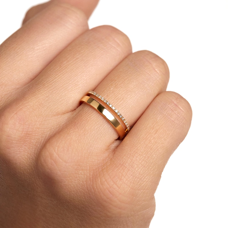 Main Image 2 of 1/20 CT. T.W. Lab-Grown Diamond Open Shank Ring in 14K Gold