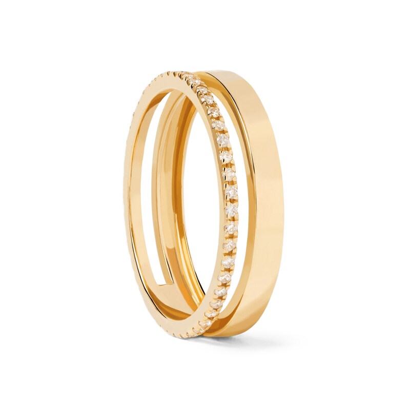 Main Image 3 of 1/20 CT. T.W. Lab-Grown Diamond Open Shank Ring in 14K Gold