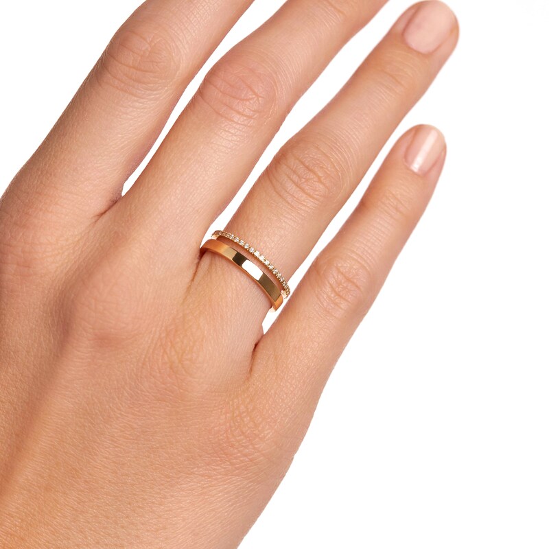 Main Image 4 of 1/20 CT. T.W. Lab-Grown Diamond Open Shank Ring in 14K Gold