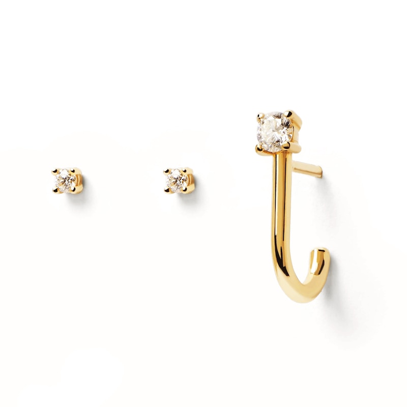 1/6 CT. T.W. Lab-Created Diamond Solitaire Stud and J-Drop Earrings Set in 14K Gold