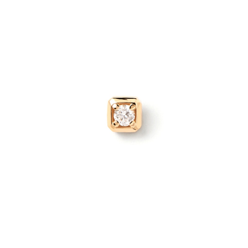 Main Image 1 of 1/20 CT. Lab-Grown Diamond Solitaire Square-Shaped Single Stud Earring in 14K Gold