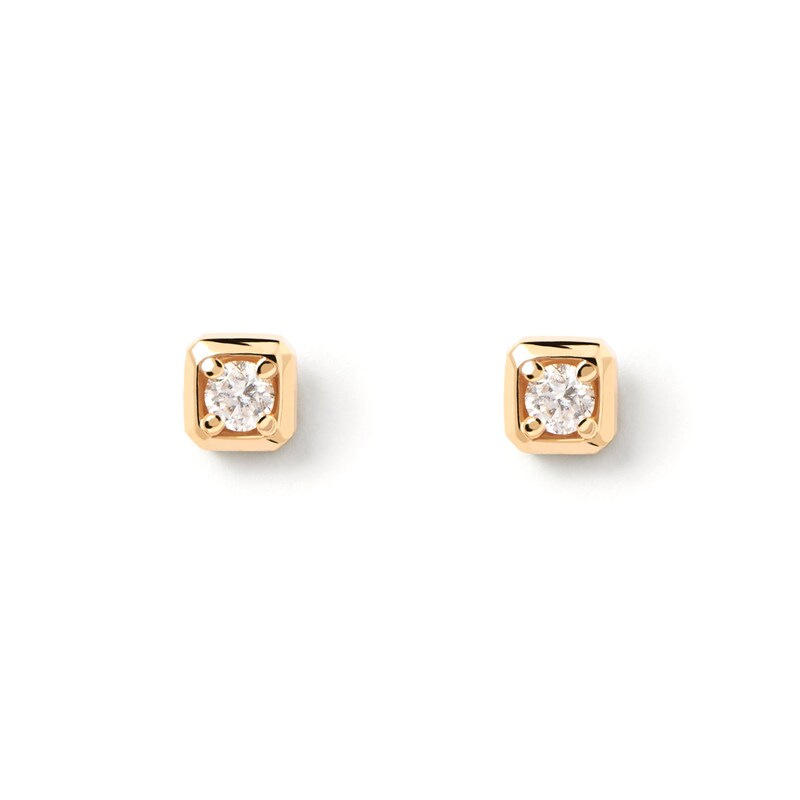 Main Image 6 of 1/20 CT. Lab-Grown Diamond Solitaire Square-Shaped Single Stud Earring in 14K Gold