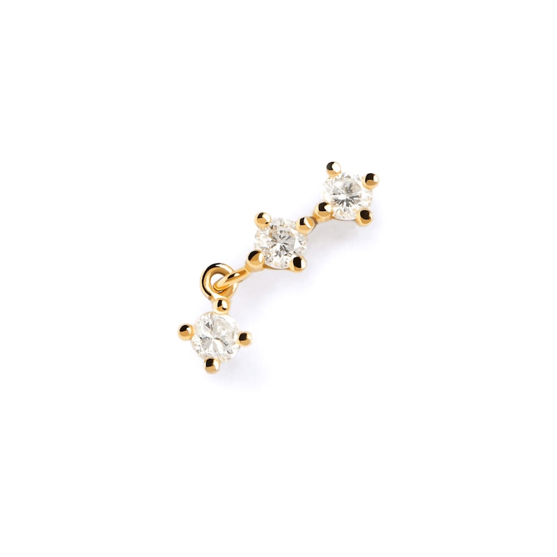 Main Image 3 of 1/5 CT. T.W. Lab-Grown Diamond Three Stone Single Crawler Earring in 14K Gold