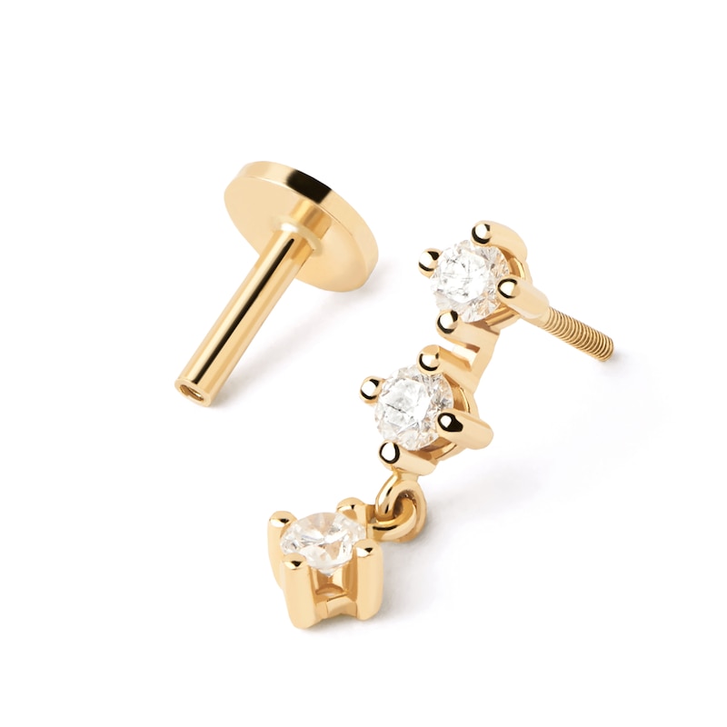 Main Image 5 of 1/5 CT. T.W. Lab-Grown Diamond Three Stone Single Crawler Earring in 14K Gold