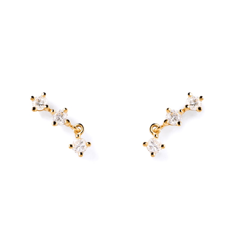 Main Image 7 of 1/5 CT. T.W. Lab-Grown Diamond Three Stone Single Crawler Earring in 14K Gold