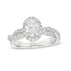 Thumbnail Image 1 of Kleinfeld® x Zales 1-3/4 CT. T.W. Certified Oval Lab-Grown Diamond Frame Twist Engagement Ring in Platinum (F/VS2)