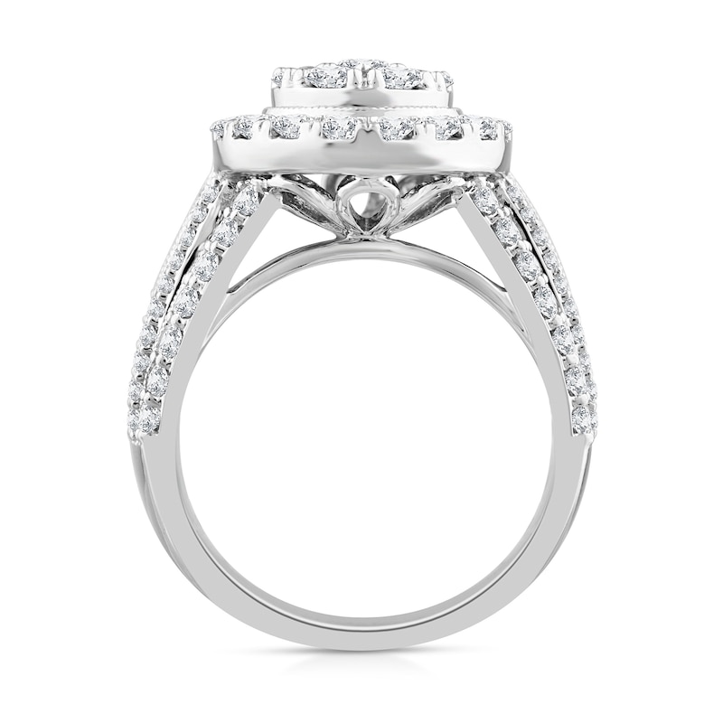 Main Image 3 of 3 CT. T.W. Pear-Shaped Multi-Diamond Frame Multi-Row Engagement Ring in 10K White Gold