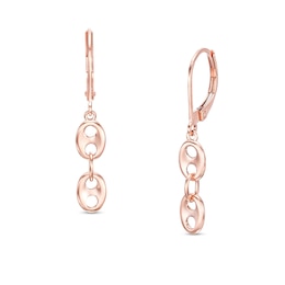 Button Link Linear Drop Earrings in 10K Rose Gold