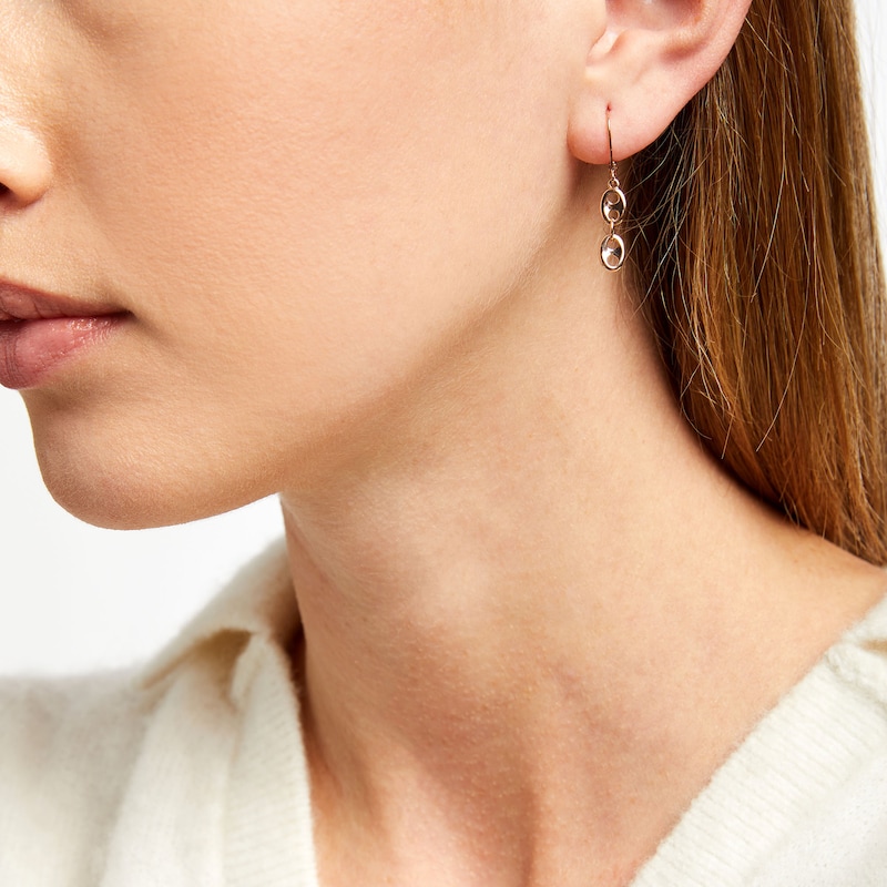Main Image 2 of Button Link Linear Drop Earrings in 10K Rose Gold