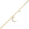 Thumbnail Image 1 of 1/5 CT. T.W. Diamond Moon and Star Dangle Charm Paper Clip Link Bracelet in Sterling Silver with 14K Gold Plate