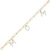 Thumbnail Image 0 of 1/3 CT. T.W. Diamond "MOM" Dangle Charm Paper Clip Link Bracelet in Sterling Silver with 14K Gold Plate