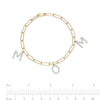 Thumbnail Image 3 of 1/3 CT. T.W. Diamond "MOM" Dangle Charm Paper Clip Link Bracelet in Sterling Silver with 14K Gold Plate