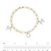 Thumbnail Image 4 of 1/3 CT. T.W. Diamond "MOM" Dangle Charm Paper Clip Link Bracelet in Sterling Silver with 14K Gold Plate