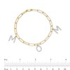 Thumbnail Image 3 of 1/3 CT. T.W. Diamond "MOM" Dangle Charm Paper Clip Link Bracelet in Sterling Silver with 14K Gold Plate