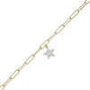 Thumbnail Image 1 of 1/6 CT. T.W. Diamond Star Dangle Charm Paper Clip Link Bracelet in Sterling Silver with 14K Gold Plate