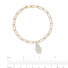 Thumbnail Image 4 of 1/5 CT. T.W. Diamond Hamsa Dangle Charm Paper Clip Link Bracelet in Sterling Silver with 14K Gold Plate