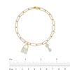 Thumbnail Image 4 of 1/5 CT. T.W. Diamond Lock and Key Dangle Charm Paper Clip Link Bracelet in Sterling Silver with 14K Gold Plate