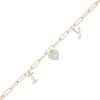 Thumbnail Image 1 of 1/3 CT. T.W. Diamond "I LOVE Y" Dangle Charm Paper Clip Link Bracelet in Sterling Silver with 14K Gold Plate
