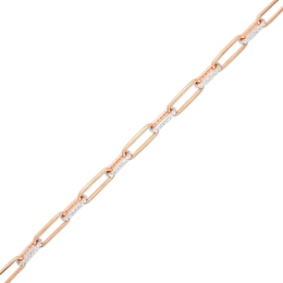 1/2 CT. T.W. Diamond Alternating Paper Clip Link Bracelet in Sterling Silver with 14K Rose Gold Plate