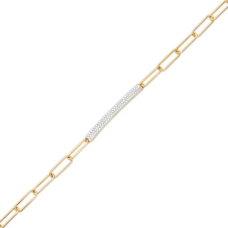 Main Image 1 of 1/6 CT. T.W. Diamond Bar Paper Clip Link Bracelet in Sterling Silver with 14K Gold Plate
