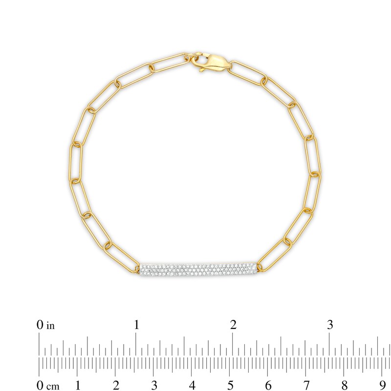 Main Image 4 of 1/6 CT. T.W. Diamond Bar Paper Clip Link Bracelet in Sterling Silver with 14K Gold Plate