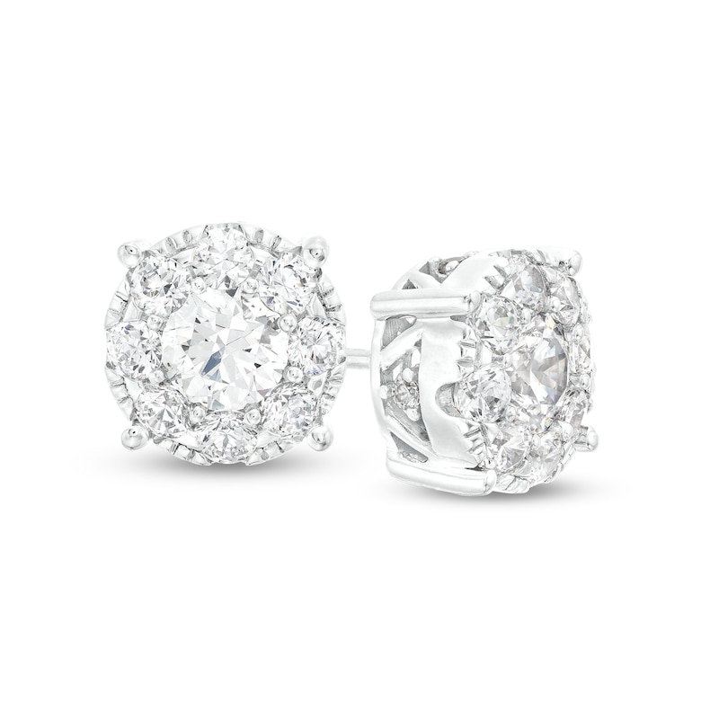 Main Image 1 of 2 CT. T.W. Certified Lab-Grown Diamond Frame Stud Earrings in 14K White Gold (F/SI2)