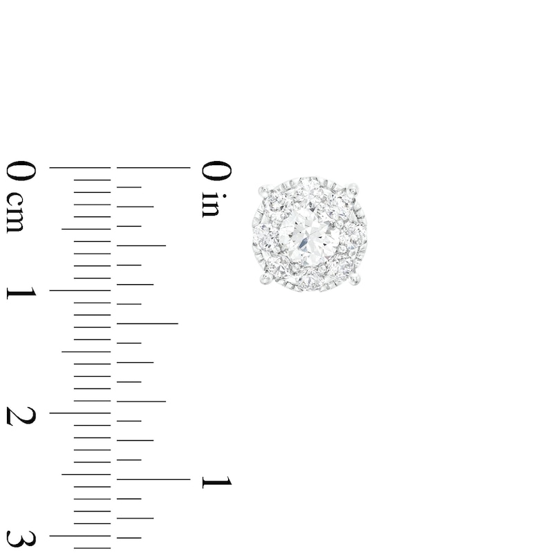 Main Image 3 of 2 CT. T.W. Certified Lab-Grown Diamond Frame Stud Earrings in 14K White Gold (F/SI2)