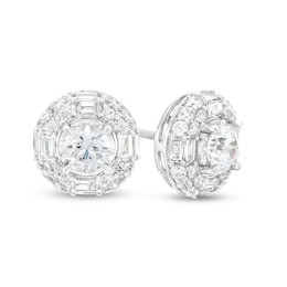 2 CT. T.W. Lab-Grown Diamond Double Frame Stud Earrings in 14K White Gold (F/SI2)