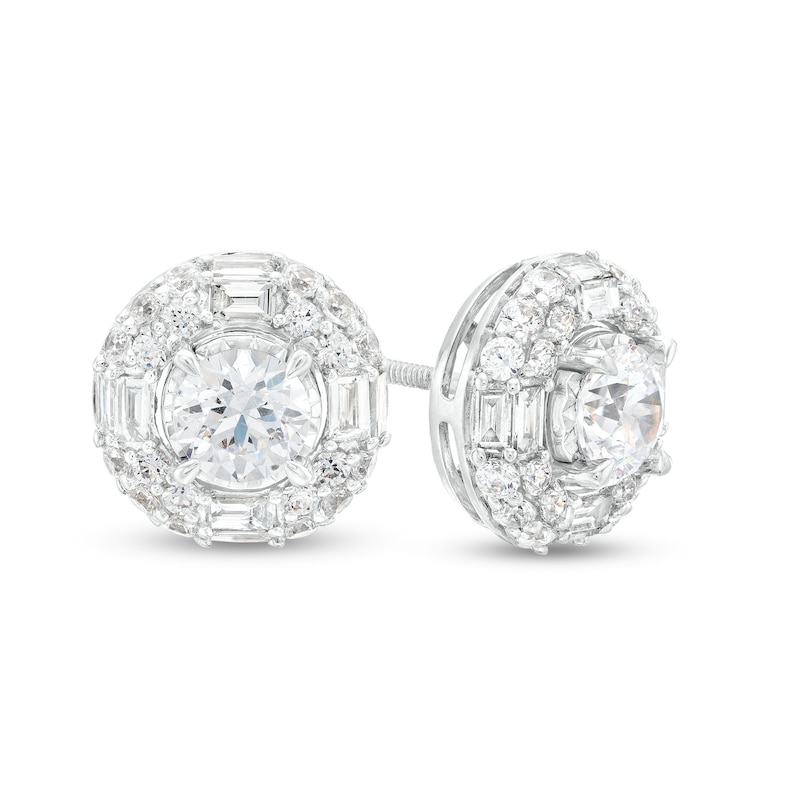 Main Image 1 of 2 CT. T.W. Lab-Grown Diamond Double Frame Stud Earrings in 14K White Gold (F/SI2)